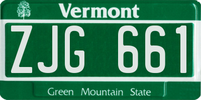 VT license plate ZJG661