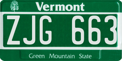 VT license plate ZJG663