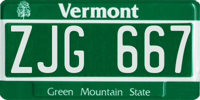 VT license plate ZJG667