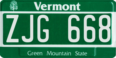 VT license plate ZJG668