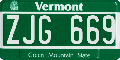 VT license plate ZJG669