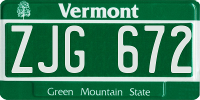 VT license plate ZJG672