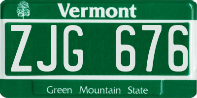 VT license plate ZJG676