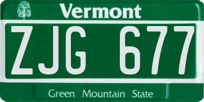VT license plate ZJG677