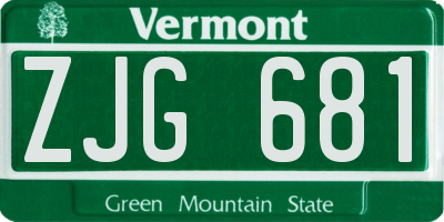 VT license plate ZJG681