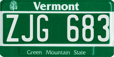 VT license plate ZJG683