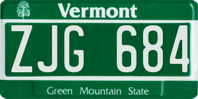 VT license plate ZJG684