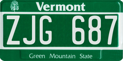 VT license plate ZJG687