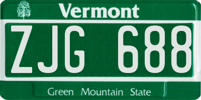 VT license plate ZJG688
