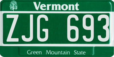 VT license plate ZJG693