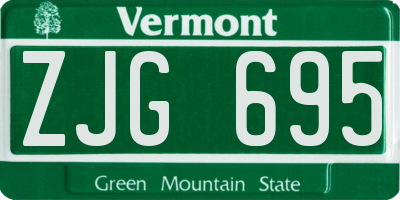 VT license plate ZJG695