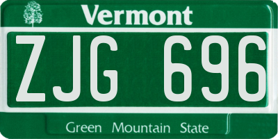 VT license plate ZJG696