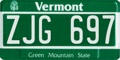 VT license plate ZJG697