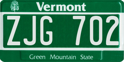 VT license plate ZJG702
