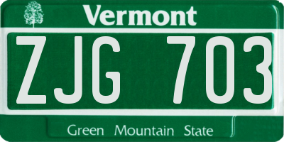 VT license plate ZJG703
