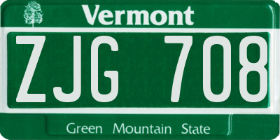 VT license plate ZJG708
