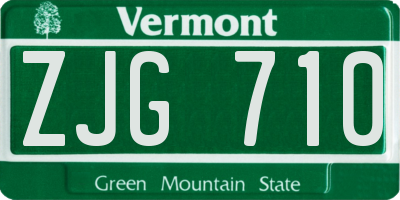 VT license plate ZJG710