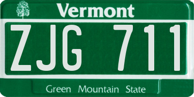 VT license plate ZJG711