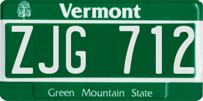 VT license plate ZJG712