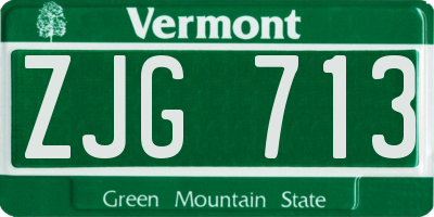 VT license plate ZJG713