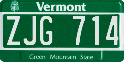 VT license plate ZJG714