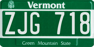 VT license plate ZJG718