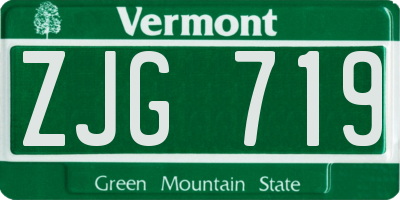 VT license plate ZJG719