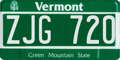 VT license plate ZJG720