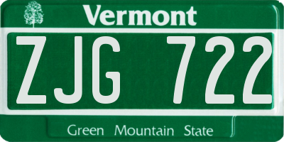 VT license plate ZJG722