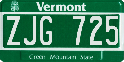VT license plate ZJG725