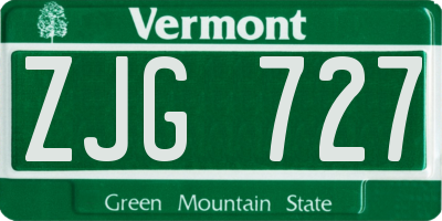 VT license plate ZJG727