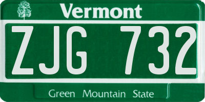 VT license plate ZJG732