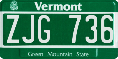VT license plate ZJG736