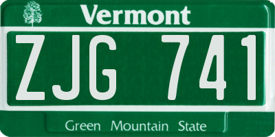 VT license plate ZJG741