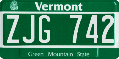 VT license plate ZJG742