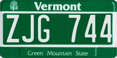 VT license plate ZJG744