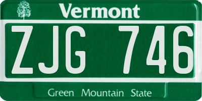 VT license plate ZJG746