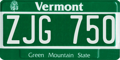 VT license plate ZJG750