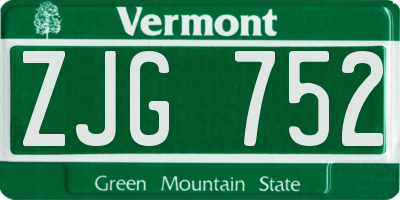 VT license plate ZJG752
