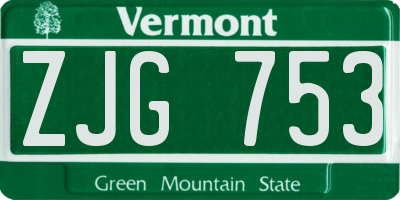 VT license plate ZJG753