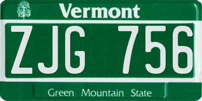 VT license plate ZJG756