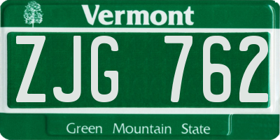 VT license plate ZJG762