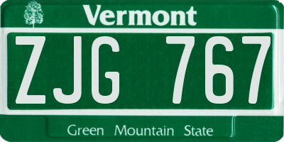 VT license plate ZJG767