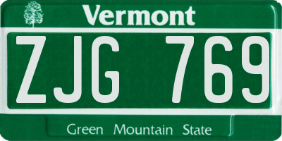 VT license plate ZJG769