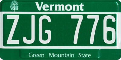 VT license plate ZJG776