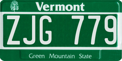 VT license plate ZJG779