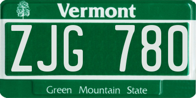 VT license plate ZJG780