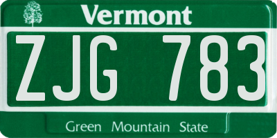 VT license plate ZJG783