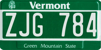 VT license plate ZJG784