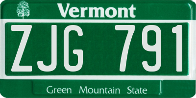 VT license plate ZJG791